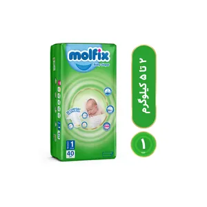 پوشک مولفیکس مدل چسبی سایز 1 بسته 40 عددی به همراه دستمال مرطوب پوشک مولفیکس مدل چسبی سایز 1 بسته 40 عددی به همراه دستمال مرطوب - اسباب بازی، کودک و نوزاد