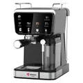 اسپرسو ساز خانگی 1.5 لیتری مباشی مدل ME-ECM2505، نیمه اتوماتیک با مصرف پودر قهوه، مناسب تهیه اسپرسو، لانگو، کاپوچینو، امریکانو و کافه لاته، دارای یک عدد نازل قهوه، تنظیم میزان بخاردهی - لوازم خانگی برقی