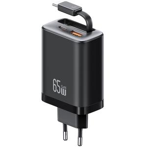 شارژر دیواری 65 وات تایپسی و یواسبی یوسامز با کابل تایپسی جمعشونده CC299 شارژر دیواری 65 وات تایپسی و یواسبی یوسامز با کابل تایپسی جمعشونده CC299 -