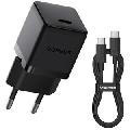 شارژر دیواری تایپ‌سی 20 وات بیسوس همراه با کابل دو سر تایپ سی 60 وات یک متری CCZC20CE - 