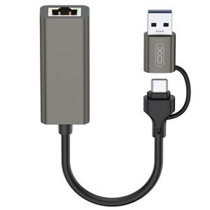 مبدل تایپ C و USB 3.0 به پورت شبکه ایکس او HUB018 مبدل تایپ C و USB 3.0 به پورت شبکه ایکس او HUB018 -