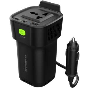 اینورتر و شارژر فندکی فست شارژ ماشین تایپ سی و یو اس بی 150 وات پاورولوژی P150INVBK اینورتر و شارژر فندکی فست شارژ ماشین تایپ سی و یو اس بی 150 وات پاورولوژی P150INVBK -