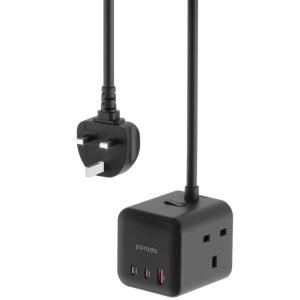مبدل و چندراهی برق 3250 وات 3 سوکت، یک یو اس بی، دو تایپ سی 65 وات پورودو PD-FWCH017-BK مبدل و چندراهی برق 3250 وات 3 سوکت، یک یو اس بی، دو تایپ سی 65 وات پورودو PD-FWCH017-BK -