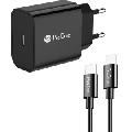 شارژر دیواری فست شارژ تایپ سی 25 وات همراه با کابل دو سر تایپ سی پرووان PWC501 - 