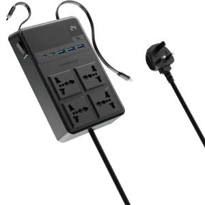 چند راهی و محافظ برق 2500 وات 4 سوکت، 3*USB و 2*تایپ‌سی پاورولوژی PWC029 - 