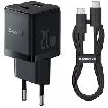 شارژر دیواری 20 وات فست شارژ  Type-C و USB بیسوس با کابل دو سر تایپ سی CCZC20UE - 
