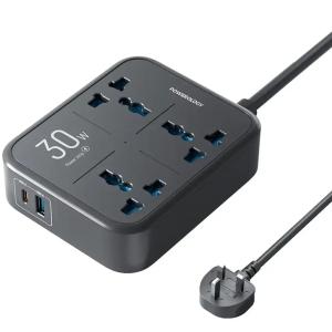 چند راهی و محافظ برق 3250 وات سه سوکت، یک USB و یک تایپ‌سی پاورولوژی PWCUQC037 - 